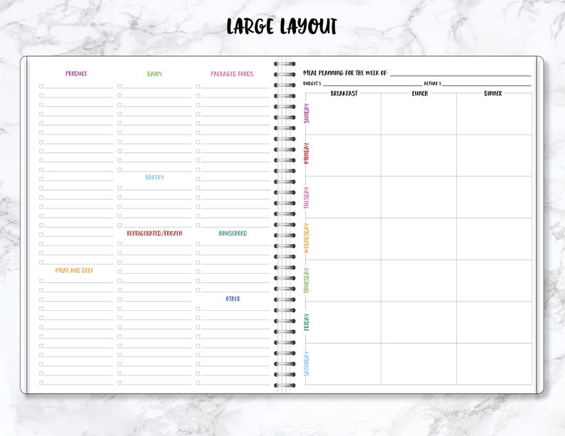 weekly meal planner with grocery list weekly meal planner with grocery list