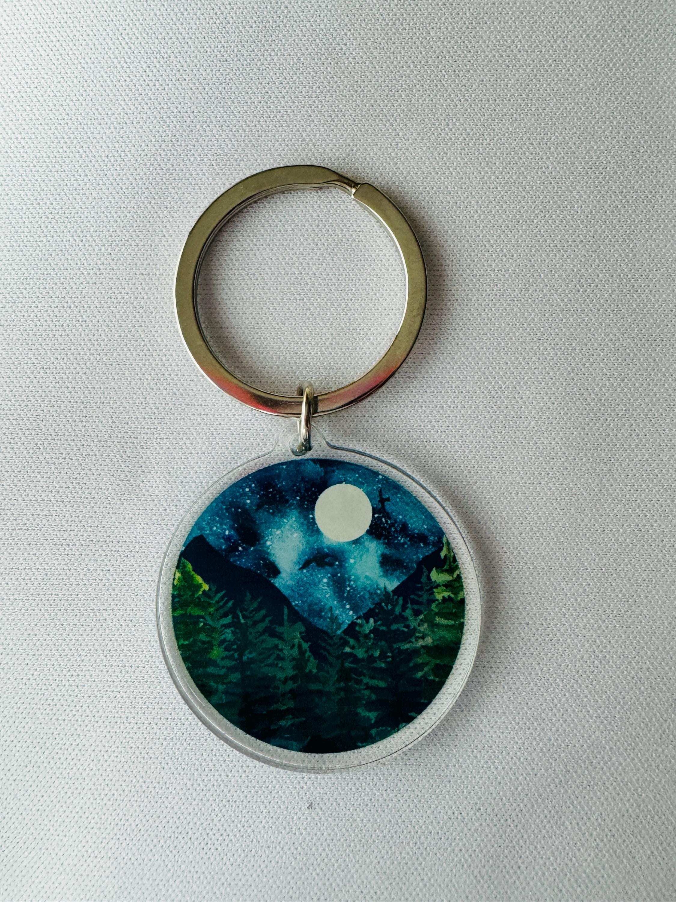 Landscape Keychain Night Scene Acrylic Keychain | Landscape Keychain | Mountain Keychain ...