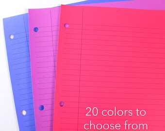 Colored Loose Leaf Paper | College Rule Paper | 3 Hole Punch Paper | Rainbow Paper
