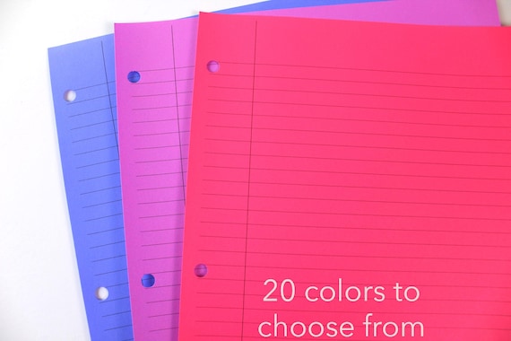 Colored Loose Leaf Paper | College Rule Paper | 3 Hole Punch Paper | Rainbow Paper
