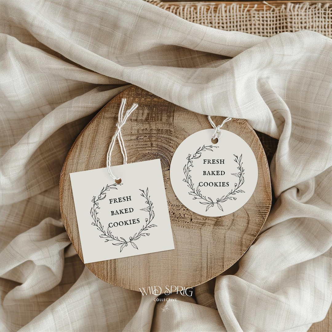 Printable Fresh Baked Cookie Gift Tags: Round & Square Labels for ...