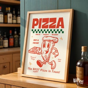 Póster de pizza retro: arte de cocina imprimible y original (descarga digital instantánea) imagen 8