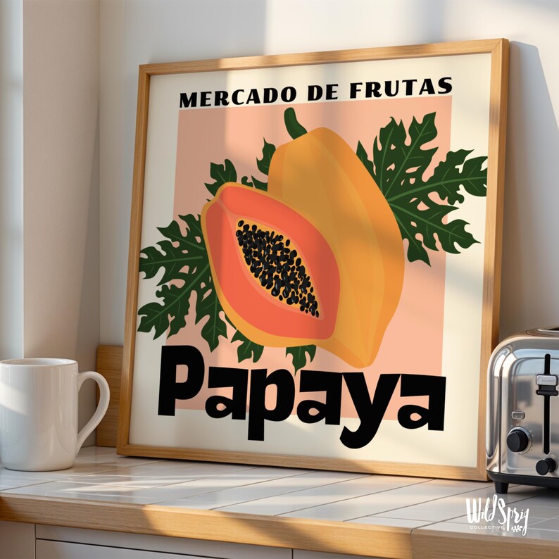 Retro papajakeukenprint: tropisch fruit galerie muurkunst (inclusief pdf-bestanden) afbeelding 6