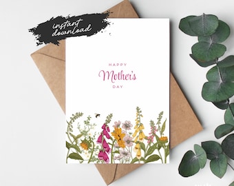 Spring Garden Mother's Day Card: Printable Floral Greeting - A4/8.5x11 PDF