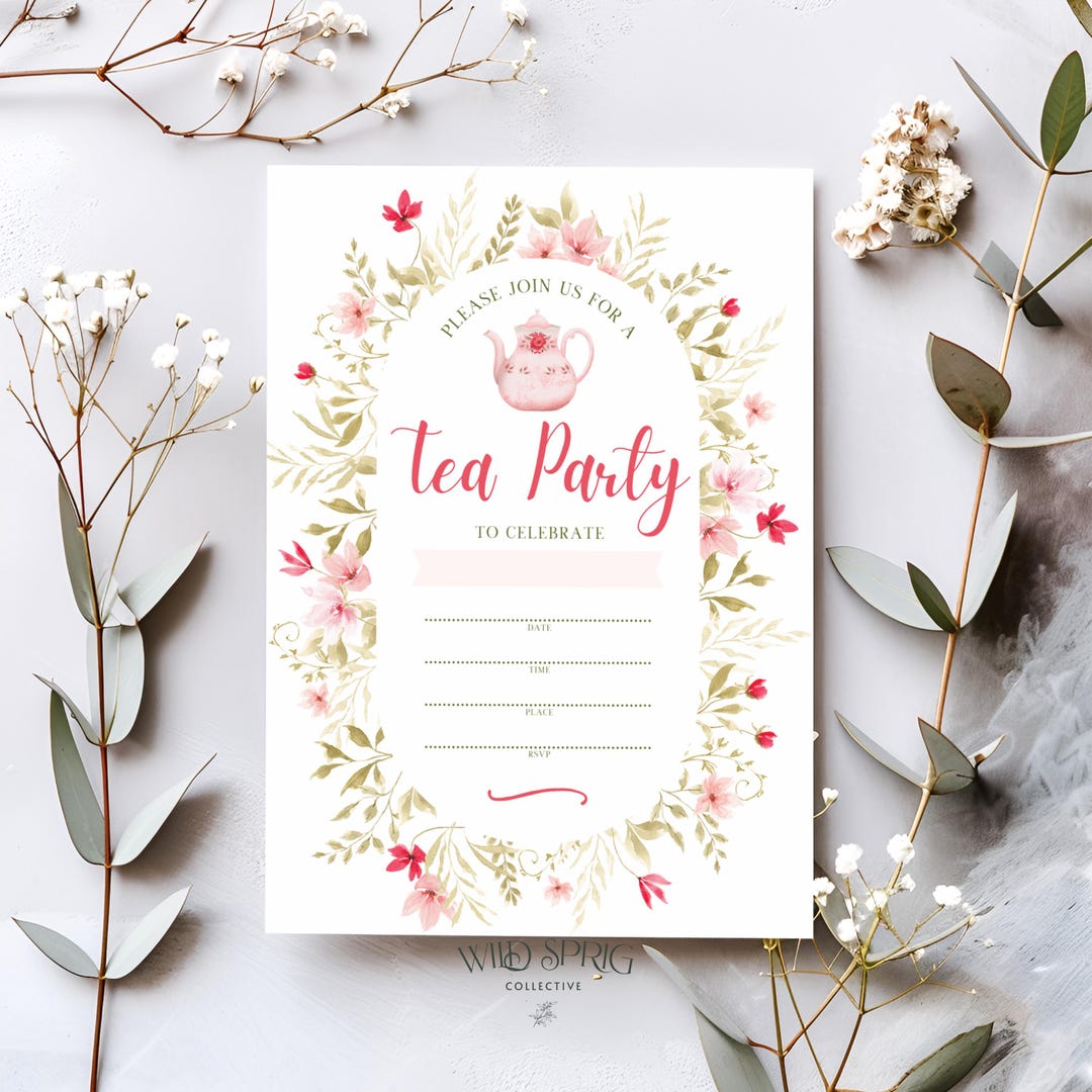 Tea Party Invitation | High Tea Birthday Invitation | Floral Bridal ...