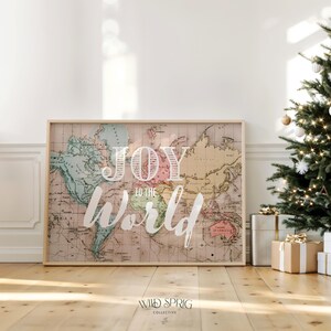 Joy to the World Weihnachtsdruck | Sofortiger Download Weihnachten druckbare Kunst | Welt Karte moderne Urlaub druckbare Kunst | Weltweit Kunst als PDF