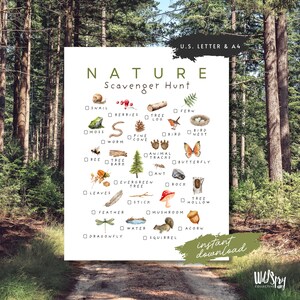 Caça ao Tesouro da Natureza | Caça ao Tesouro para Imprimir | Imprimível para Escola da Natureza | Escola ao Ar Livre | Educação em Sala de Aula ao Ar Livre | Carta EUA A4 PDF