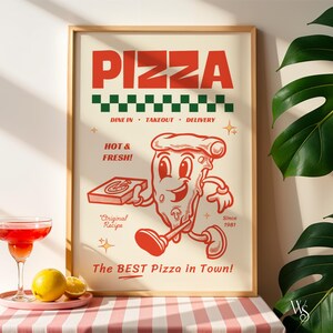 Retro Pizza Poster | Vintage Küchen Kunstdruck | Galerie Wall Art Print | Retro Küche Dekor | Druckbare Wand Dekor | Original Food Poster