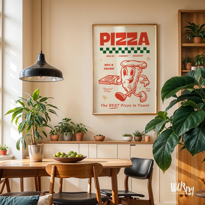 Póster de pizza retro: arte de cocina imprimible y original (descarga digital instantánea) imagen 5