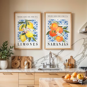 Vintage Citrus Fruit Kitchen Art Prints: Downloadable PDF Set of Lemon & Orange Wall Decor