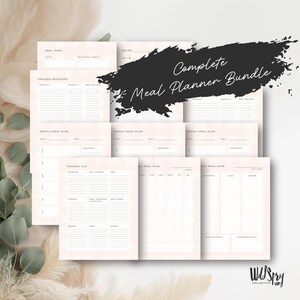 Printable Meal Planning Bundle: Grocery List, Kitchen Inventory & Recipe Tracker (PDF)