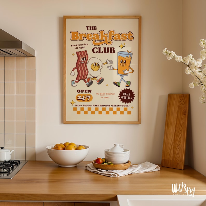 Impresión de Breakfast Club - Póster gastronómico retro de los 80 (Descarga en PDF) imagen 8