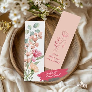 Marcapáginas Bloom Wildflower: Adornos florales imprimibles para leer - Descarga digital en PDF