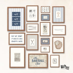 Vintage Baseball Print Set | Wall Gallery Sports Posters | 16 Rustic Baseball Art Print Bundle | Boys Room Wall Art | Man Cave Decor | PDF