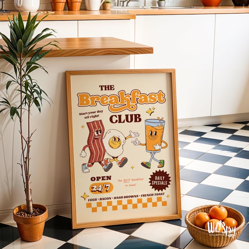 Impresión de Breakfast Club - Póster gastronómico retro de los 80 (Descarga en PDF) imagen 5