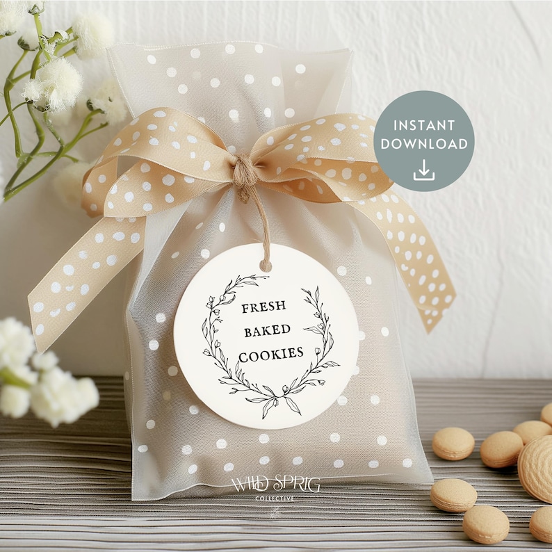 Printable Fresh Baked Cookie Gift Tags: Round & Square Labels for ...