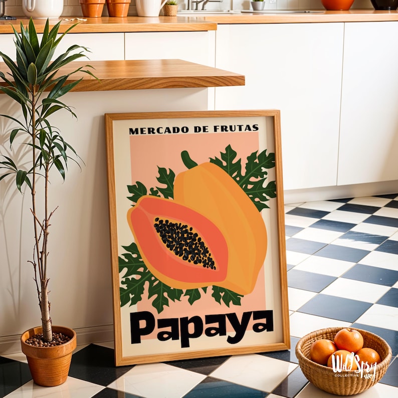 Retro papajakeukenprint: tropisch fruit galerie muurkunst (inclusief pdf-bestanden) afbeelding 7