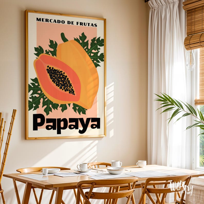 Retro papajakeukenprint: tropisch fruit galerie muurkunst (inclusief pdf-bestanden) afbeelding 2