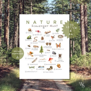 Búsqueda del tesoro en la naturaleza / Búsqueda del tesoro imprimible / Escuela de naturaleza imprimible / Escuela al aire libre / Educación en el aula al aire libre / Carta de EE. UU. A4 PDF