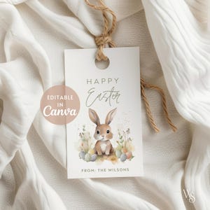 Happy Easter Anhänger | Druckbare Ostern Vorlage | Gastgeschenk Tags | Blumen Etiketten | Bearbeitbar in Canva | Favor Geschenk Verzierungen | 2x3,5