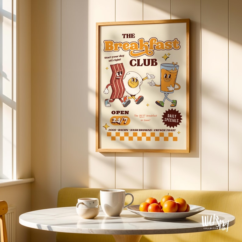 Impresión de Breakfast Club - Póster gastronómico retro de los 80 (Descarga en PDF) imagen 2
