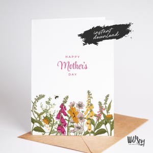 Spring Garden Mother's Day Card | Printable Greeting Card for Moms | Gift Note for Women Mothers | Mother's Day Gift | 8.5x11 | A4 PDF