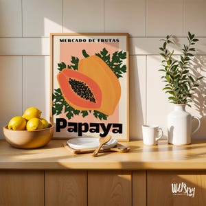 Retro papajakeukenprint: tropisch fruit galerie muurkunst (inclusief pdf-bestanden) afbeelding 3