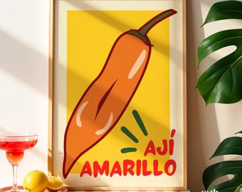 Póster de Ají Amarillo: Impresión artística de cocina de ají amarillo peruano (Descarga PDF)