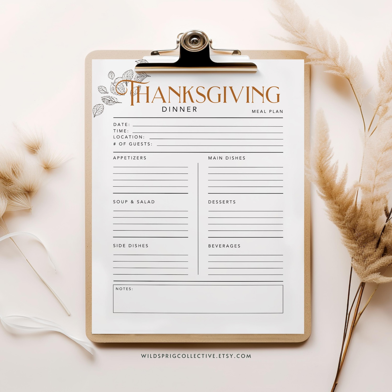 Modern Thanksgiving Dinner Planner Bundle: Holiday Prep Sheets ...