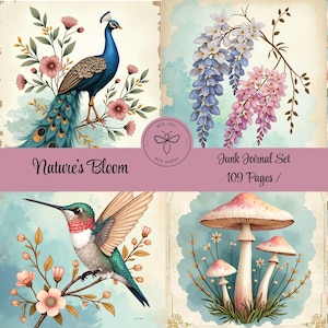 Set di carta per diario Natures Bloom, set di carta per diario Nature Junk, set di carta per diario Beautiful Junk.