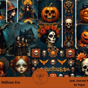 Dark Hallows Eve Journal Papierkraft Set, Ephemera, Scrapbook Seiten, Journal Seiten / Set, schöne Gothic Printable.