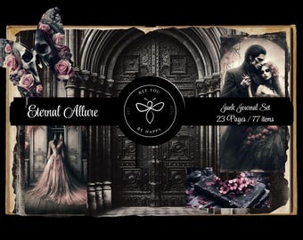 Eternal Allure Gothic Junk Journal Set ( 11 x 8.5) ,Gothic Romance Ephemera , Journal Pages/ Set  , Beautiful Gothic Printable.