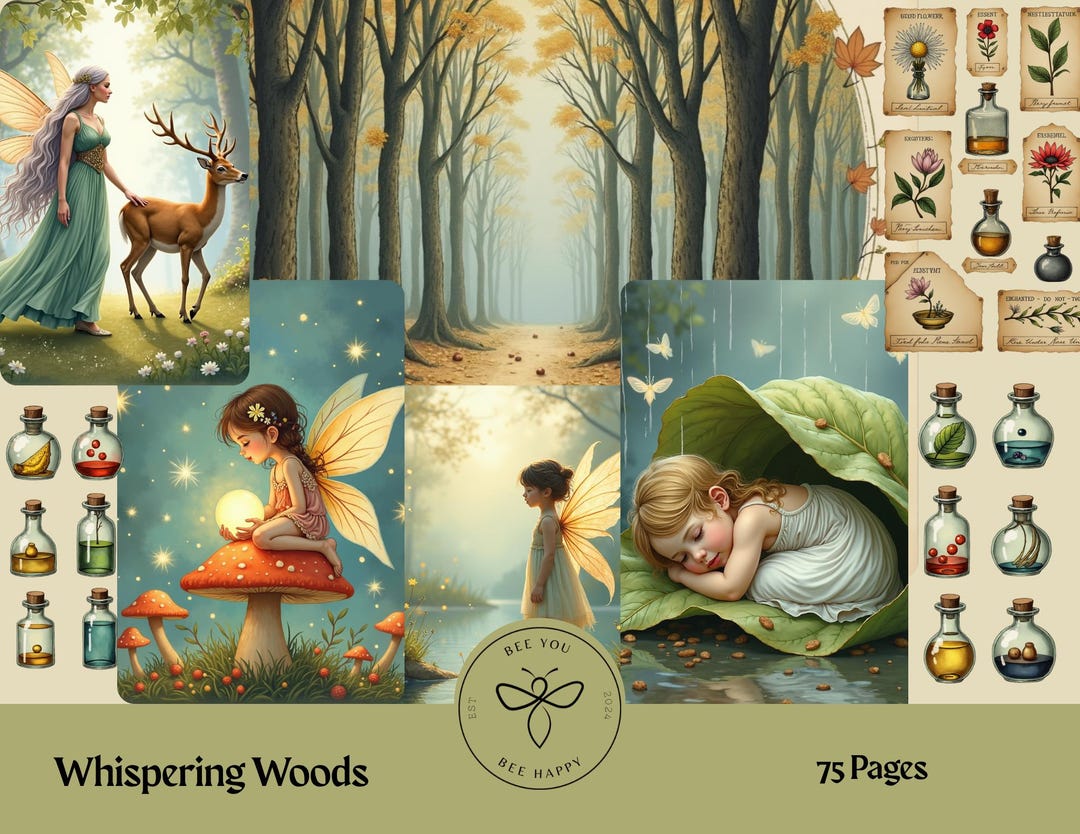 Whispering Woods Fairy Junk Journal Paper Set, Mystical Junk Journal ...