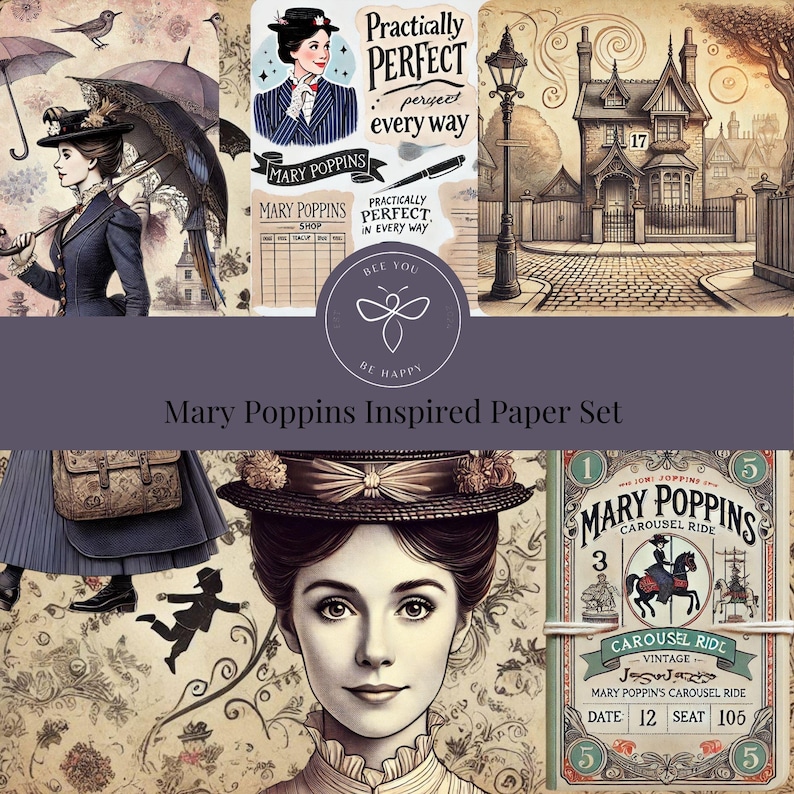 Mary Poppins Inspired Junk Journal Paper Kit, Bauhaus Inspired Art ...