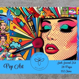 Kit di carta per diario Pop Art Bright Vibrant Junk, arte effimera, pagine per album, pagine/set di diario, splendido stile stampabile di Andy Warhol.