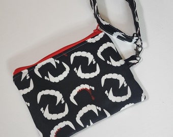 Vampire Teeth zipper pouch with wristlet