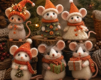 Topolino di Natale in feltro personalizzato con nome / Decorazione natalizia in feltro fatta a mano / Adorabile regalo di Natale / Regalo per lei