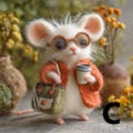 Personalized Handmade Felting Fashion Mom Mouse Ornament | Handmade Felted Mother's Day Decor | Adorable Gift for Mom | Gift for Her