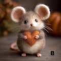 Needle Felt Heart Mouse Ornament | Handmade Felted Valentine's Day Decor | Adorable Gift for Her Anniversary