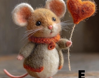 Couple Felt Mouse Doll with heart | Handmade Felted Valentine's Day Decor | Adorable Gift for Her |  Felt Wedding Gift | Darlings Doll