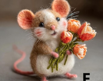 Handgemaakt vilten bloemen muisornament | Handgemaakt vilten Moederdagdecor | Schattig cadeau voor moeder jubileum | Cadeau voor haar