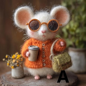 Needle Felt Fashion Mom Mouse Ornament | Handmade Felted Mother's Day Decor | Adorable Gift for Her Anniversary | Gift for Her |  Mom Gift