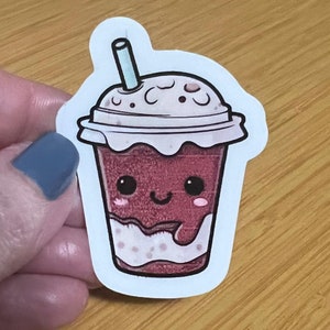 Iced coffee Kawaii #6 transparent vinyl decal sticker for Coffee Lovers for laptops, phones, water bottles, journals, notebook scrapbooking