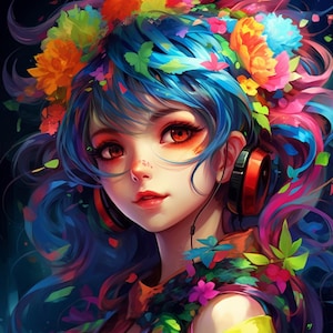 Anime girl coloring pages for adults and kids. Anime Coloring, instant download. Immediate printable Cute Anime coloring pictures