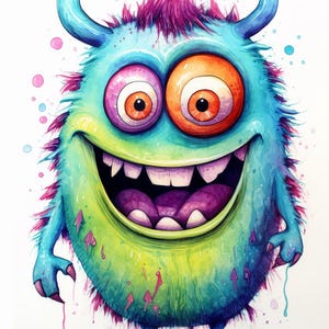 Funny Monster Coloring Pages: Quirky Creatures for Kids & Adults (Digital Download)