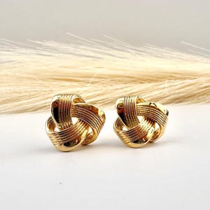 18K Gold Plated Knot Stud Earrings | Elegant Hypoallergenic Jewelry | Classic Knot Design |  Gift for Women & Everyday Wear