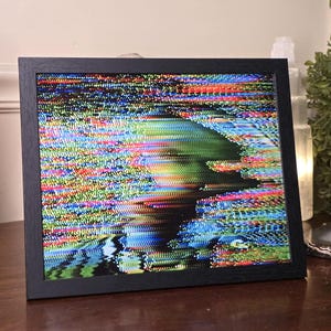 Vibrant Circuit Bent Portrait, Limited Analog Art Print, CRT TV Glitch Wall Art - Digital Framed Contemporary Decor