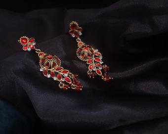 Luxury Red Crystal Drop Earrings