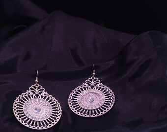 Luxury Silver Statement Disc Earrings