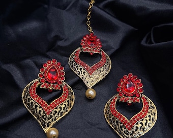 Luxury Red Kundan Jewelry Set